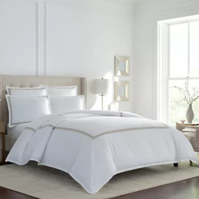 Wamsutta® Bradford PimaCott® Embroidered 3-Piece Queen Duvet Cover Set in White | Bed Bath & Beyond