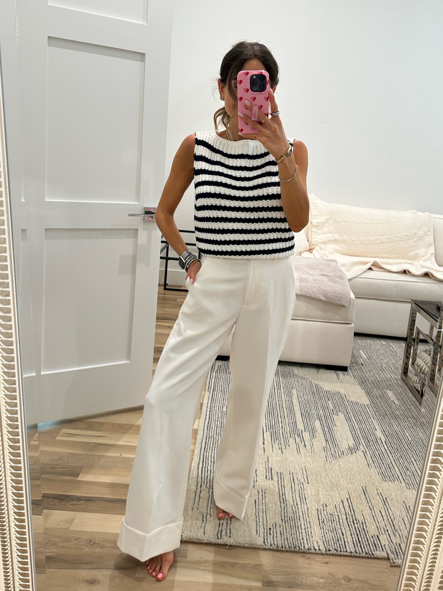 Stripe sweater tank size xxs ivory cuffed trouser pants size 24 

#LTKFindsUnder50 #LTKFindsUnder100