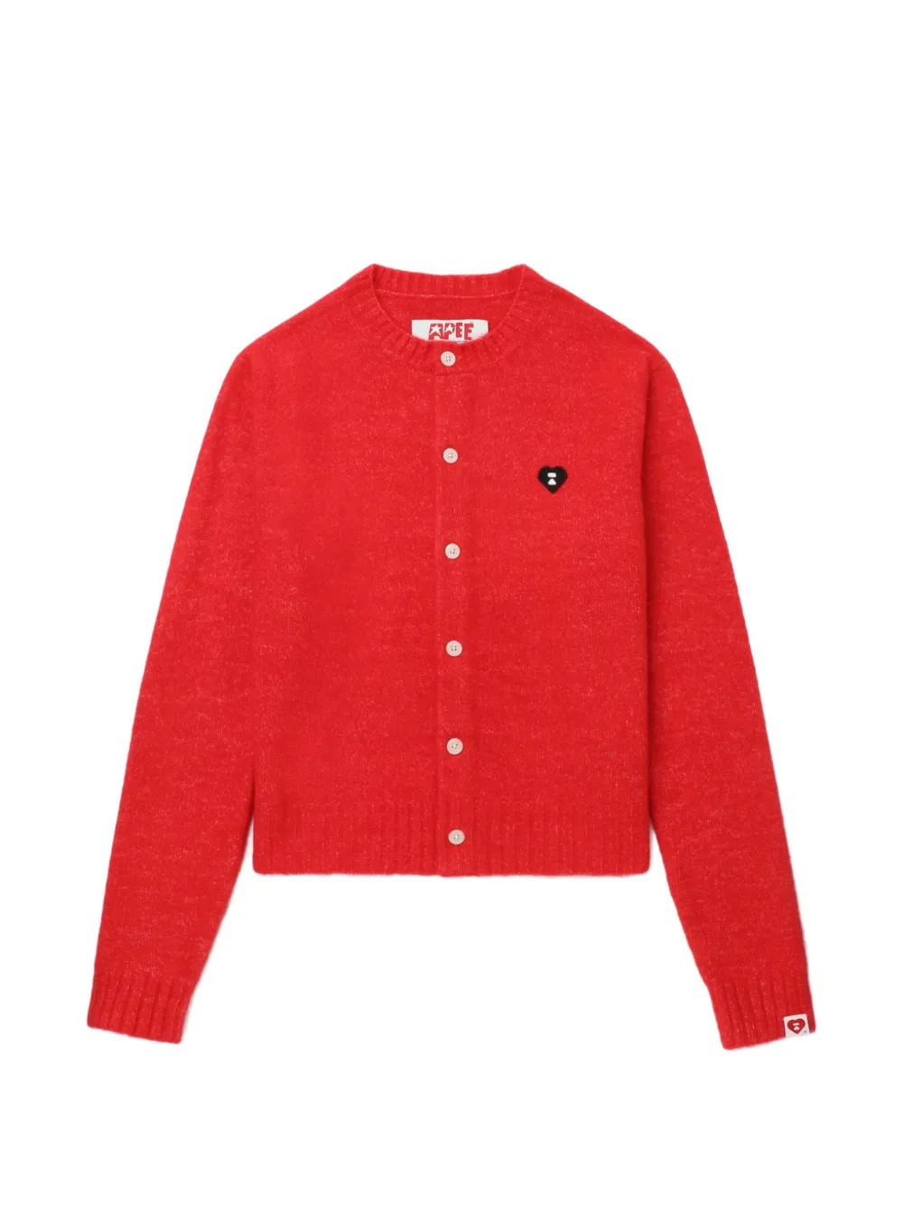 A BATHING APE® heart-badge Buttoned Cardigan | Red | FARFETCH | Farfetch Global