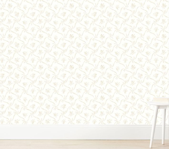 LoveShackFancy Lattice Bow Neutral Wallpaper | Pottery Barn Teen
