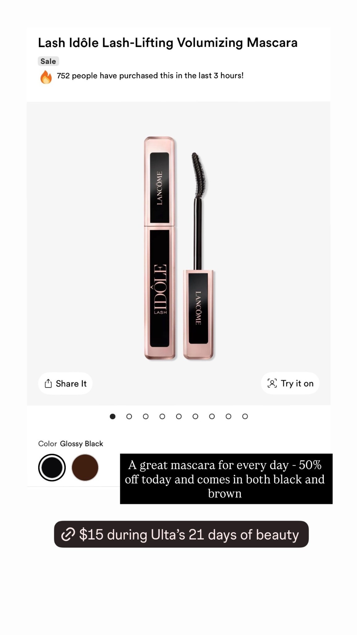 A great mascara for every day - 50% off today and comes in both black and brown

#LTKBeauty #LTKSaleAlert