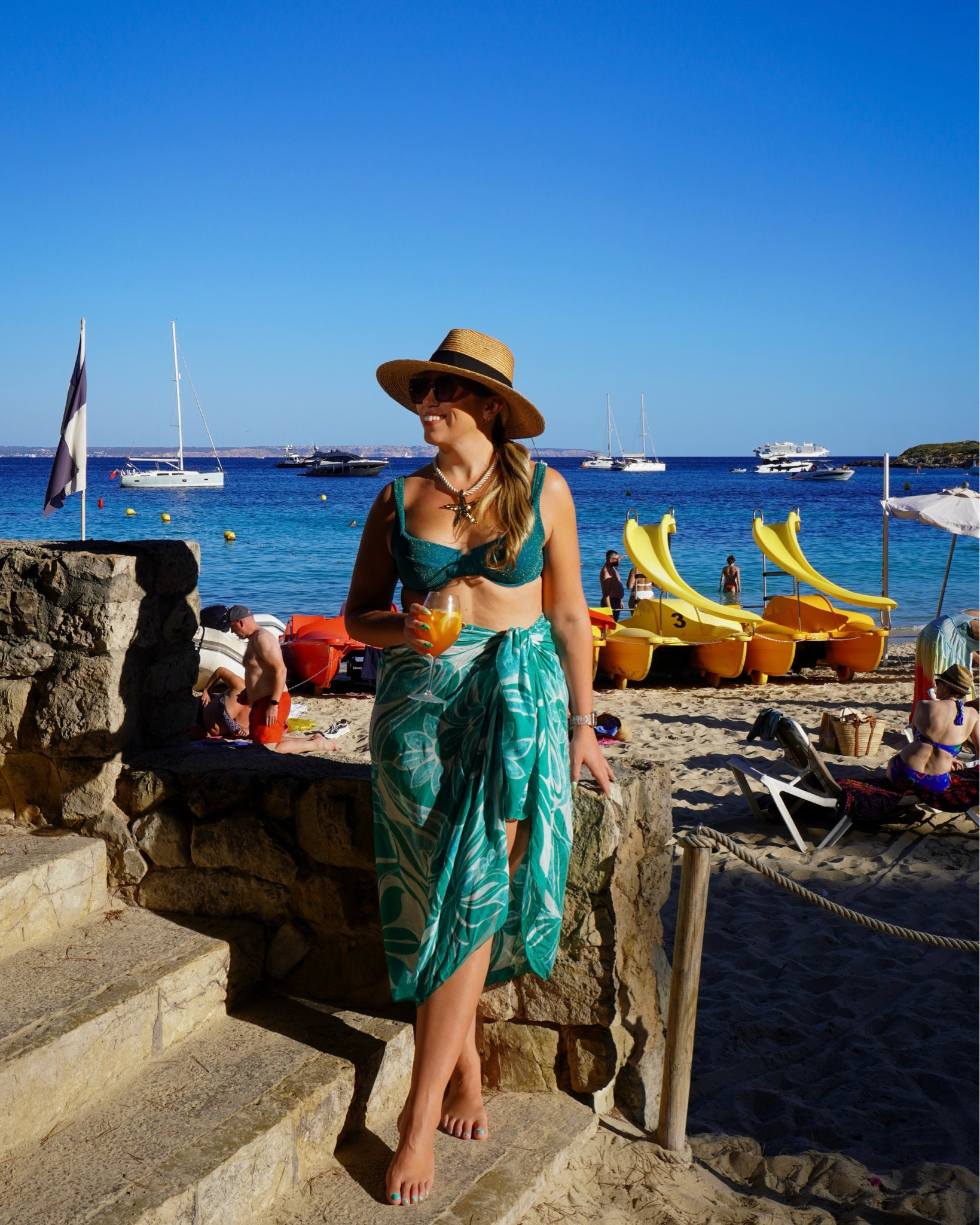 Beach club outfit Mallorca, Vetchy swimsuit wearing a large top and XL bottom 

#LTKTravel #LTKSwim #LTKMidsize