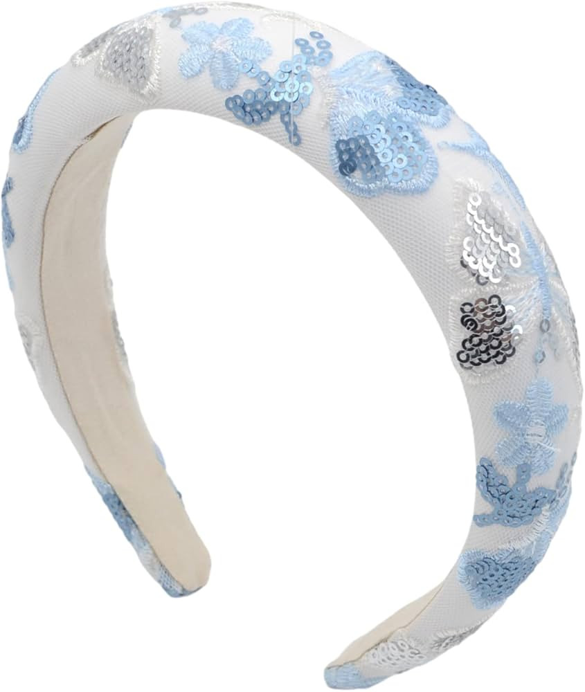 Antique Anyan Butterfly embroidered Hairband sponge thick bottom sequins Hair Hoop fabric versati... | Amazon (US)