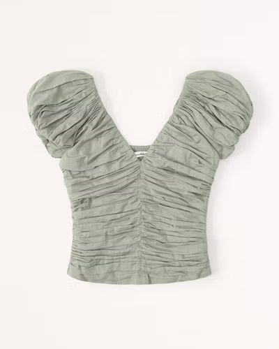 Drama Puff Sleeve Ruched Top | Abercrombie & Fitch (US)