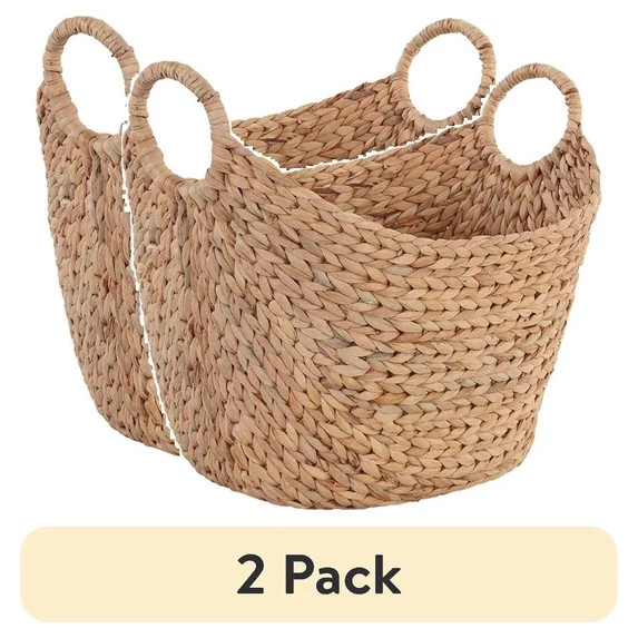 (2 pack) Better Homes & Gardens Extra Large Natural Woven Water Hyacinth Boat Decorative Storage ... | Walmart (US)
