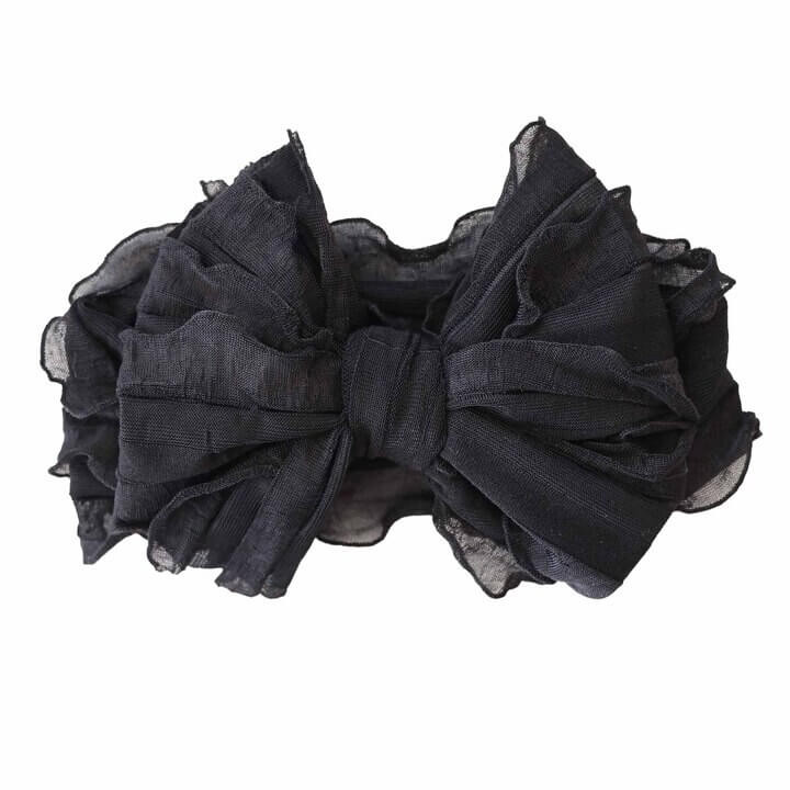 Large Ruffle Knit Bow | Black | Caden Lane