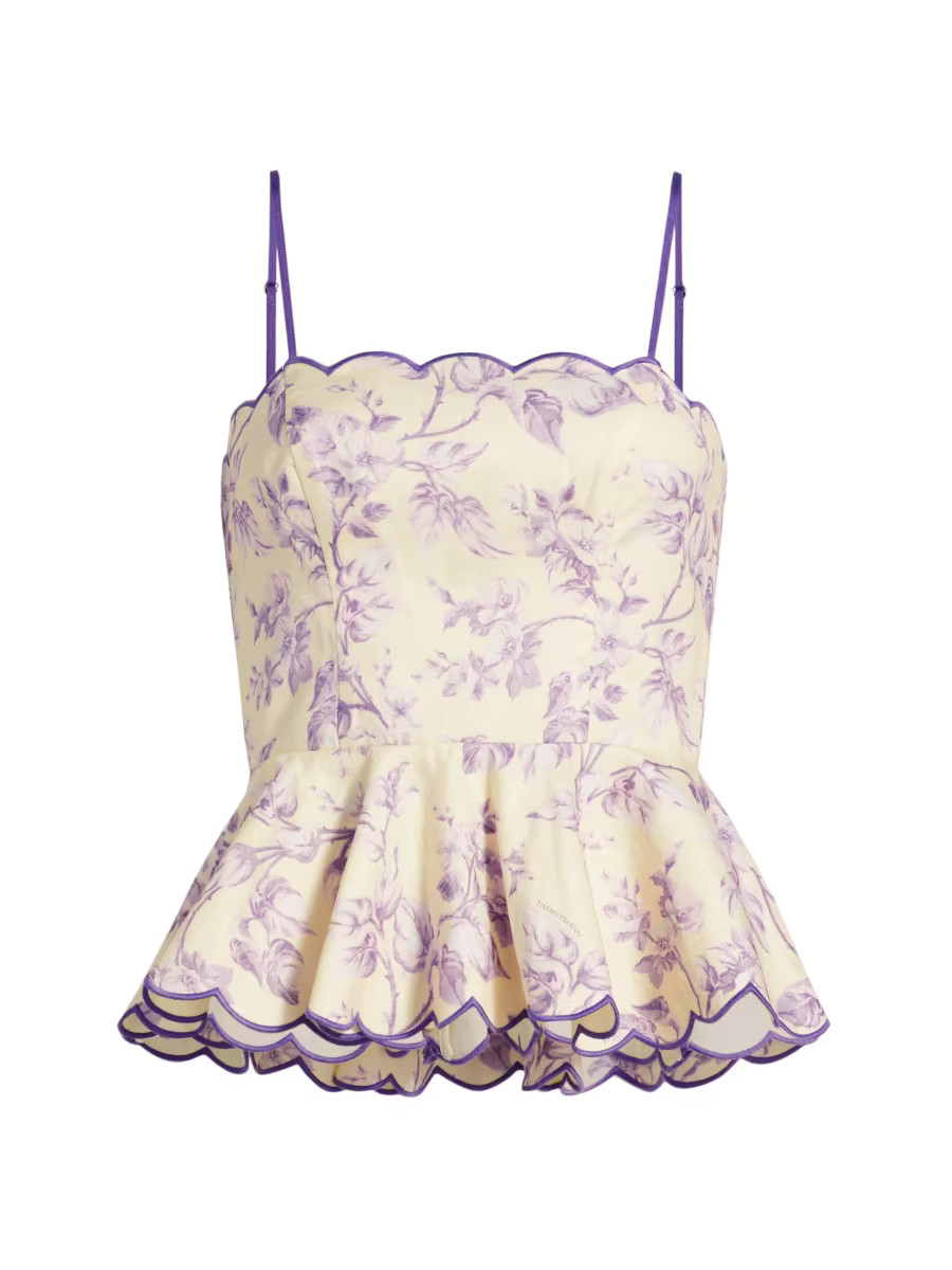 Zimmermann Halliday Floral Linen Peplum Top | Saks Fifth Avenue | Saks Fifth Avenue
