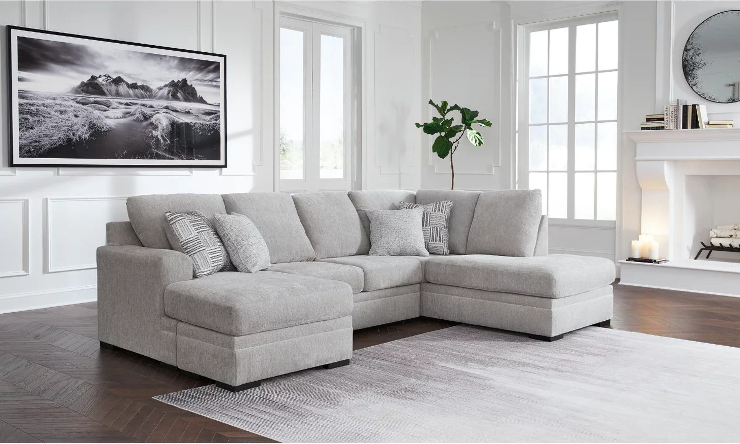 Gabyleigh 2-Piece Sectional With RAF Chaise In Nickel | 1stopbedrooms