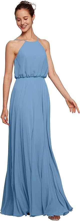 ALICEPUB High Neck Chiffon Bridesmaid Dresses Long Formal Evening Dress for Women | Amazon (US)
