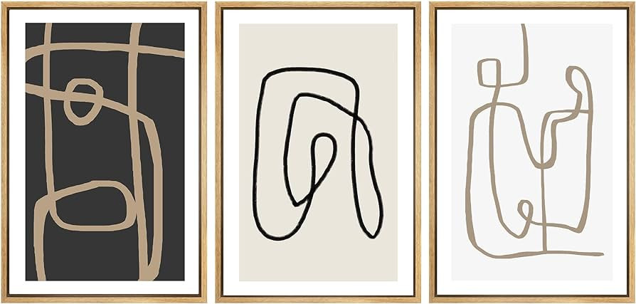 SIGNWIN Framed Canvas Print Wall Art Set Pastel Geometric Line Polygons Abstract Shapes Illustrat... | Amazon (US)