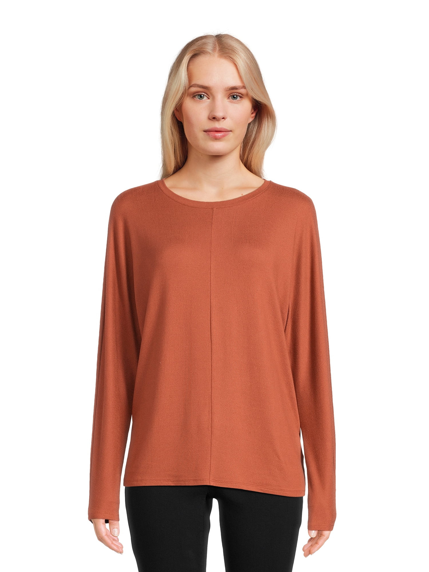 Time and Tru Women's Hacci Knit Crewneck Pullover Top, Sizes S-XXXL | Walmart (US)