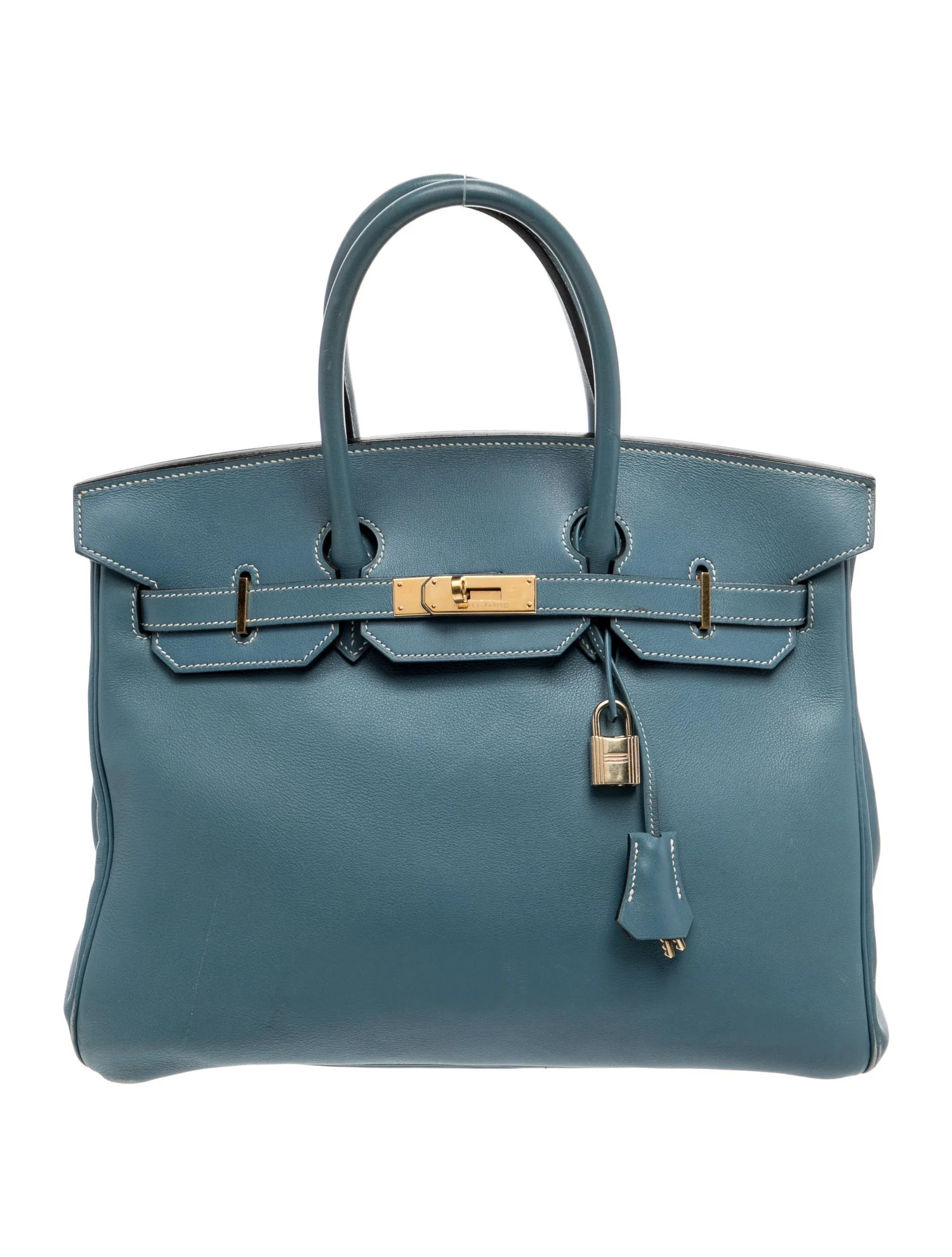 Herm\u00e8s Gulliver Birkin 35 - Blue Handle Bags, Handbags - HER818657 | The RealReal | The RealReal