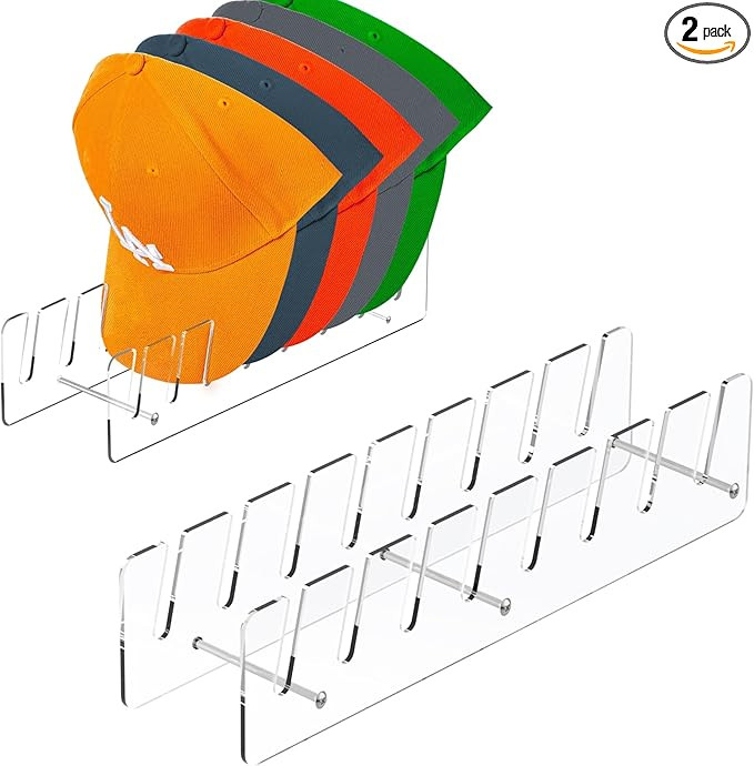 Hat Stand Organizer for Baseball Caps, Acrylic Hat Holder & Rack, 2PCS Clear Stand for 16 Caps, I... | Amazon (US)
