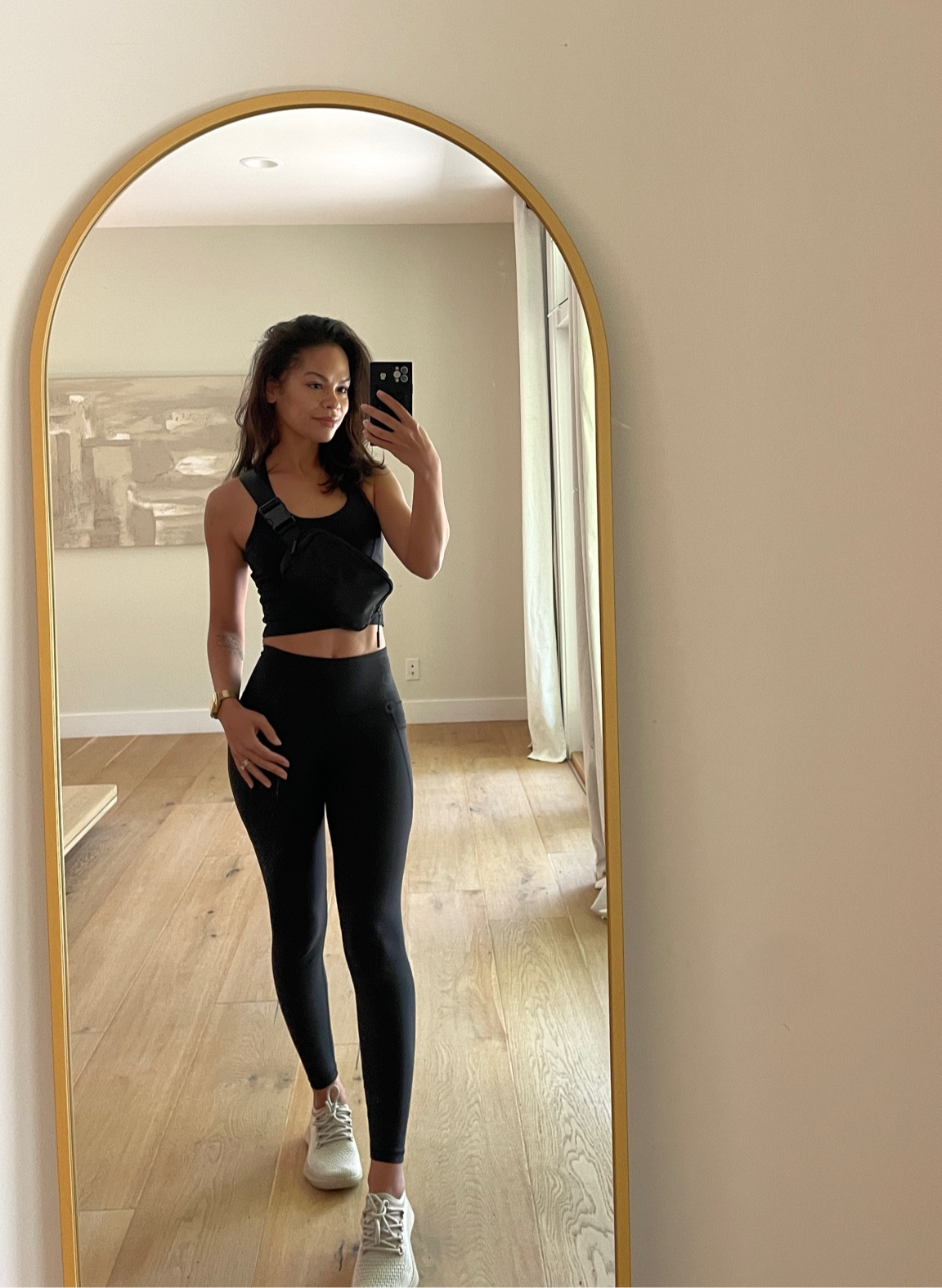 Love this longer sports bra top paired with high waisted leggings with side pockets and these slip on beige sneakers  #activewear #athleisure #matchingset 

#LTKFitness #LTKSaleAlert #LTKFindsUnder50