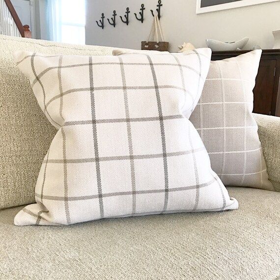 Cream Plaid Pillow Cover, Designer Plaid Pillow Cover, Plaid Pillow Cover, Cream Plaid Pillow Cov... | Etsy (US)