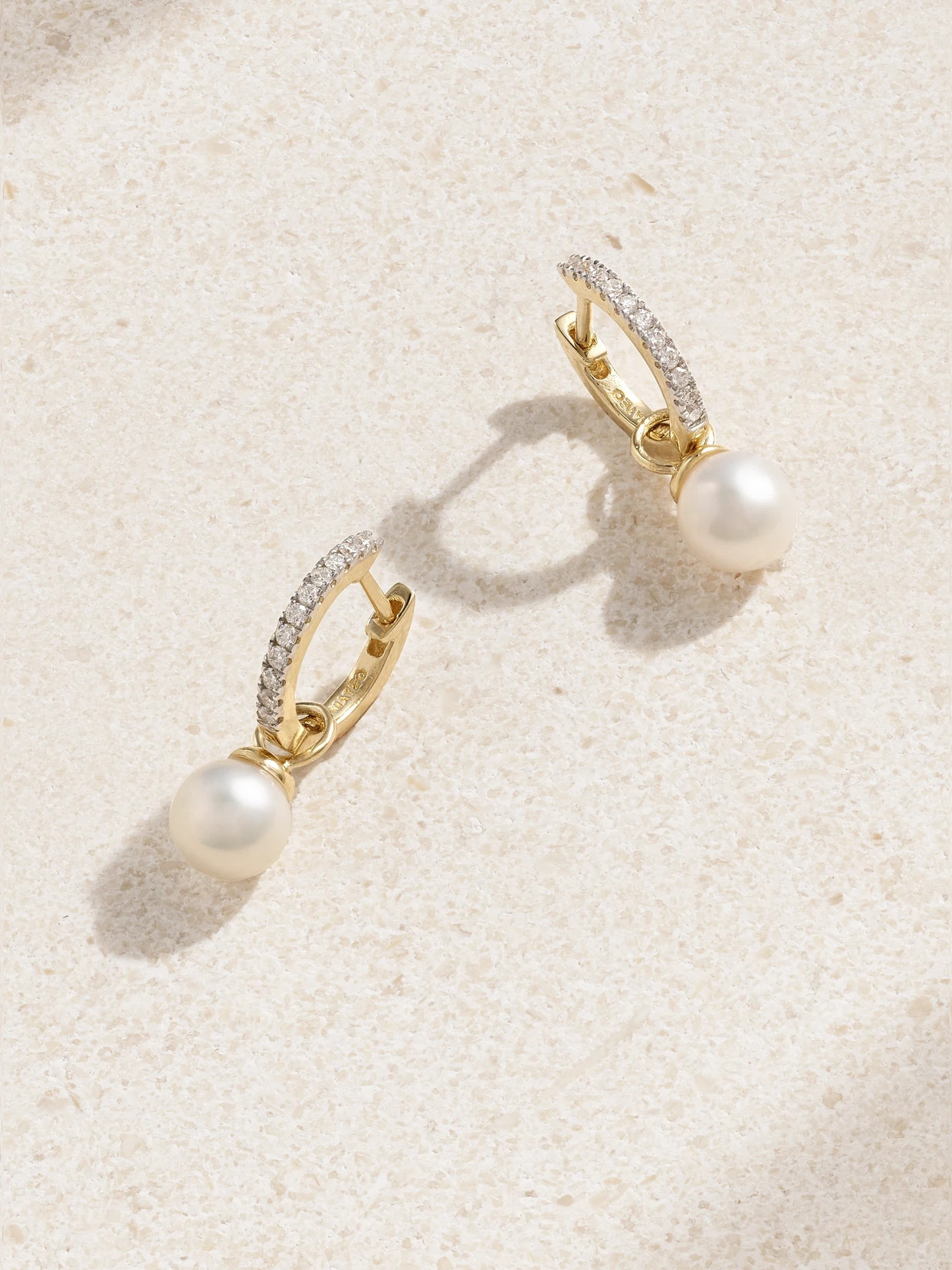 Mateo - 14-karat Gold, Diamond And Pearl Hoop Earrings - One size | NET-A-PORTER APAC