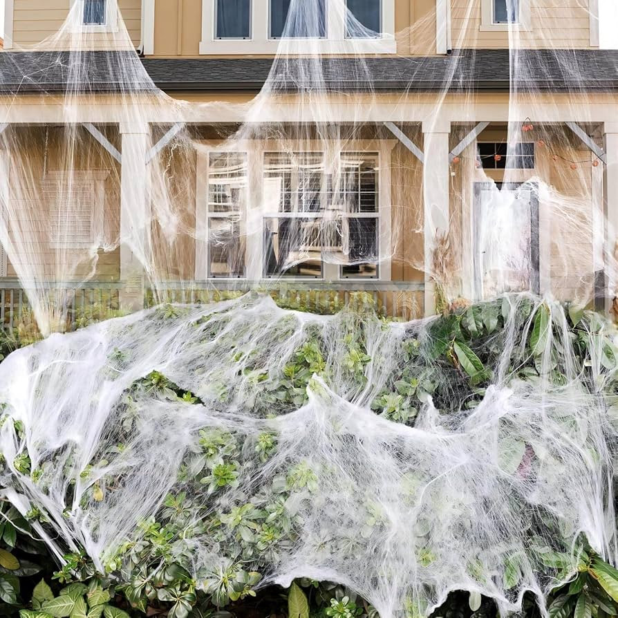 1000 sqft Spider Webs Halloween Decorations Bonus with 30 Fake Spiders, Super Stretch Cobwebs for... | Amazon (US)