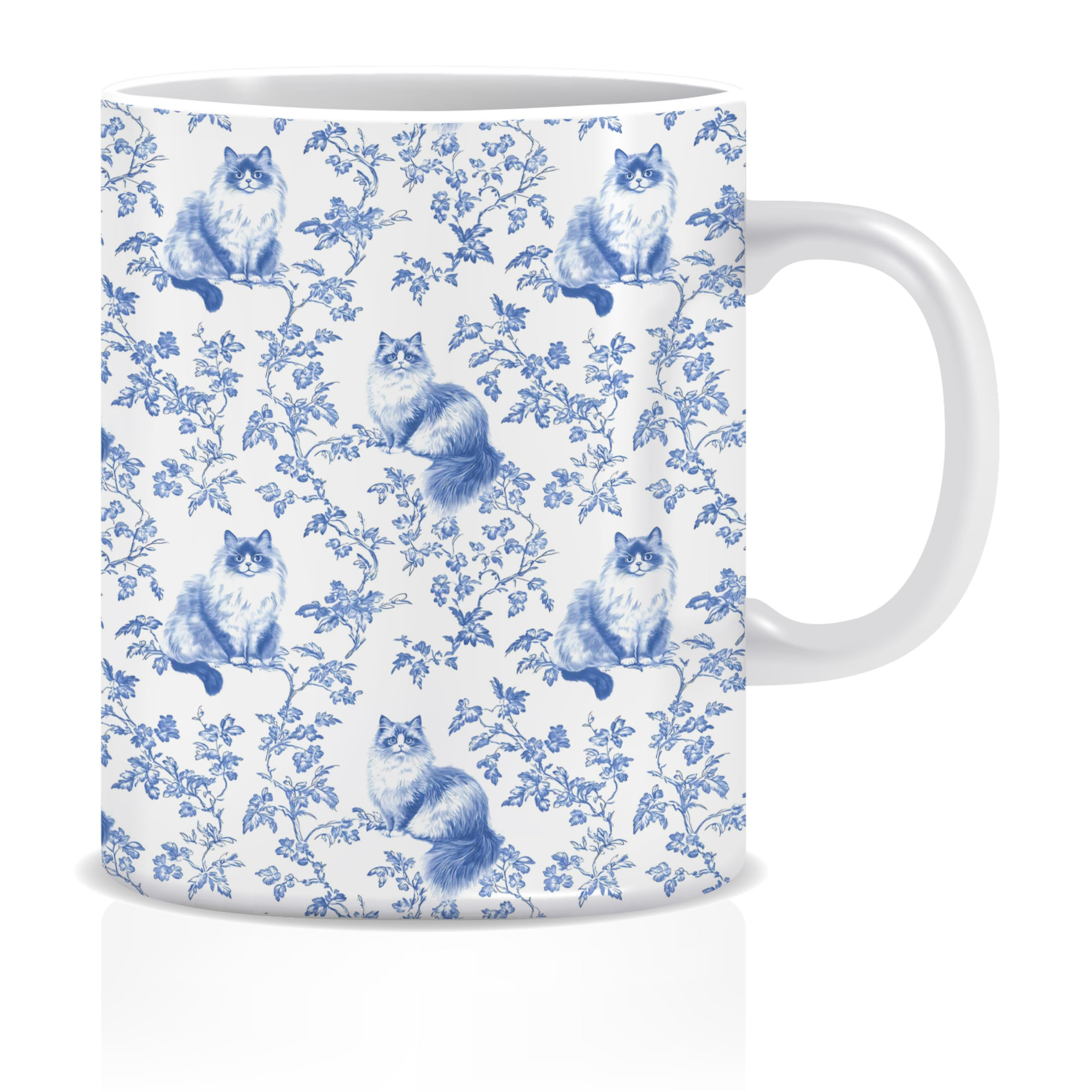 Chinoiserie Ragdoll Mug, Blue and White Floral Botanical Ragdoll Cups Ceramic,Ragdoll cat gifts,T... | Amazon (US)