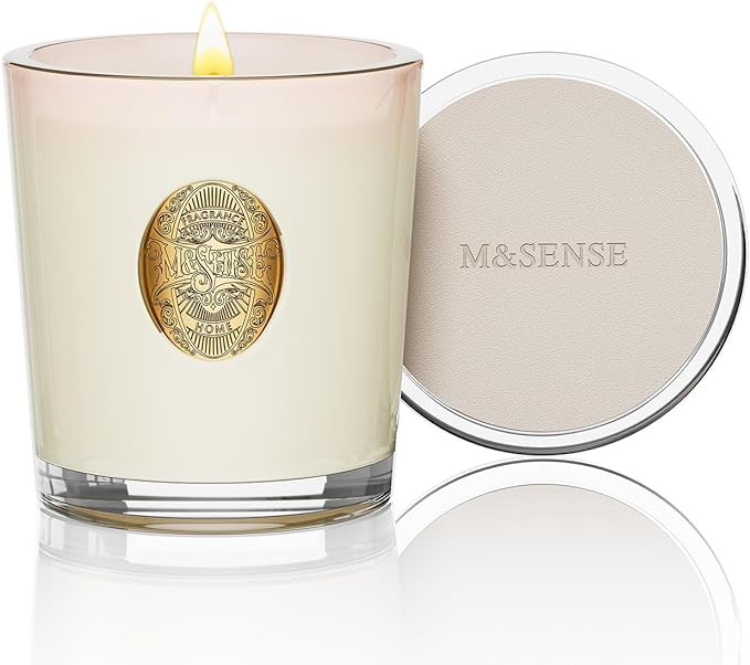 M&SENSE Natural Soy Candle | Jasmine White | 10.2 oz, 55H Burn | Luxury Scented Candle for Relaxa... | Amazon (US)