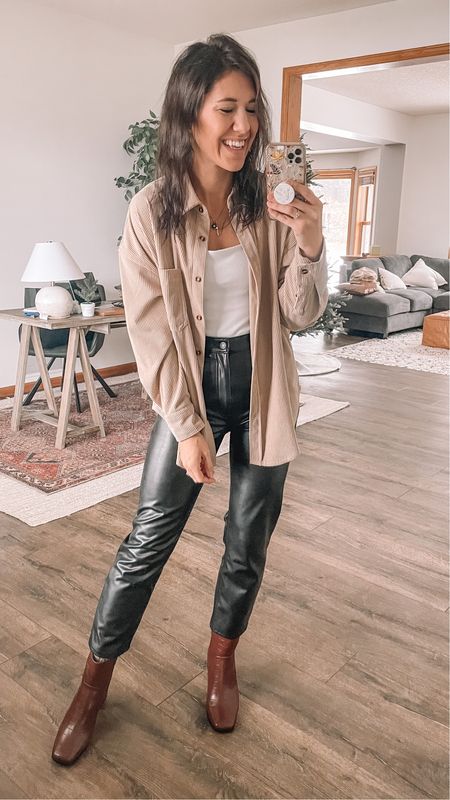 Amazon fashion corduroy shirt, small
Blank Friday deals
Abercrombie faux leather pants 
Bodysuit 
Falling outfits, winter outfits 
Holiday outfit 
Boots, ankle boots 
Date night outfit 

#LTKSeasonal #LTKstyletip #LTKshoecrush
