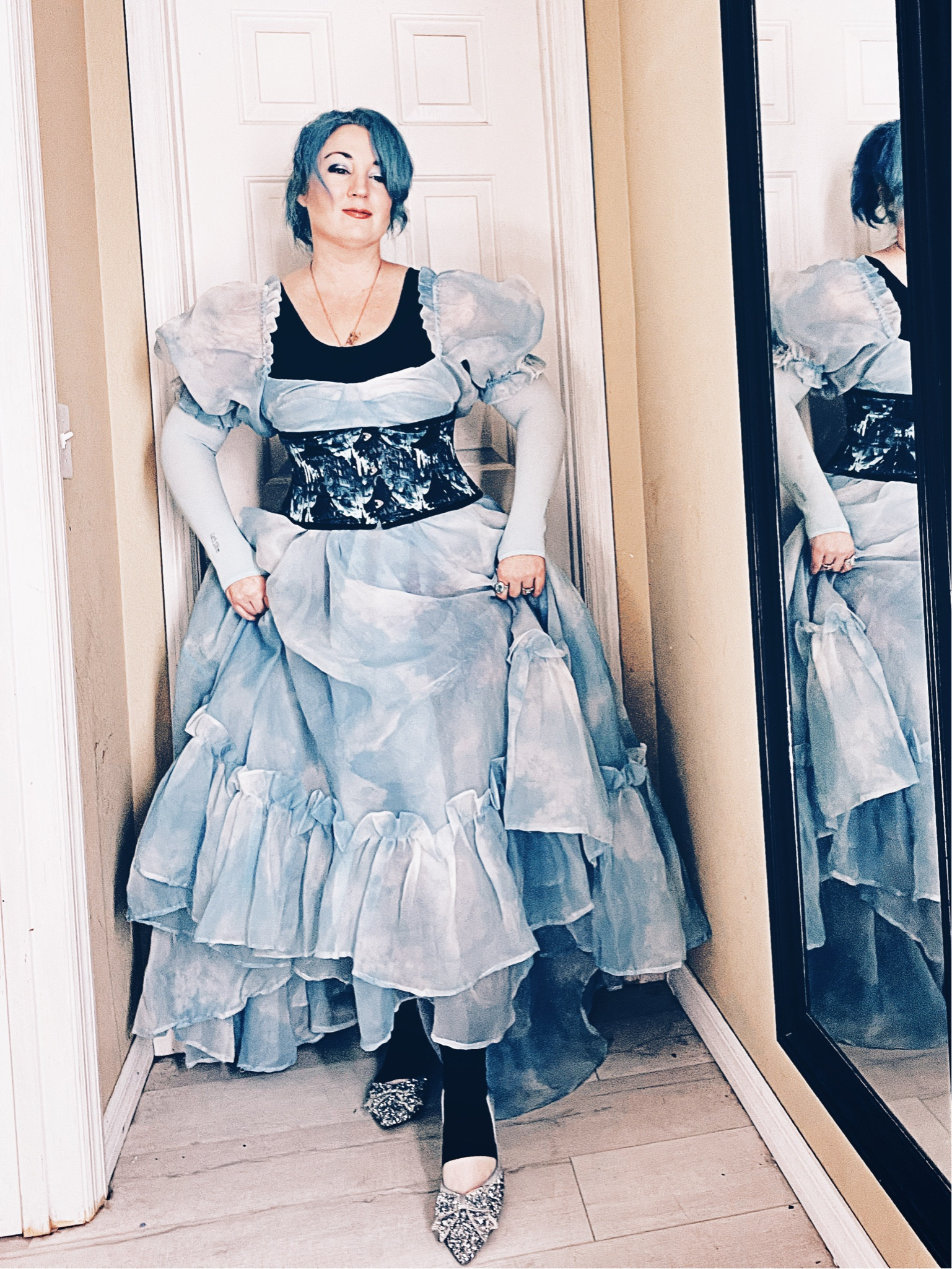 Today’s bit of #dopaminedressing
Dress and corset! And I am wearing…shoes. Hahah. 
I bought the dress from @selkie 
Bought the corset from @draculaclothing


#LTKStyleTip #LTKOver40