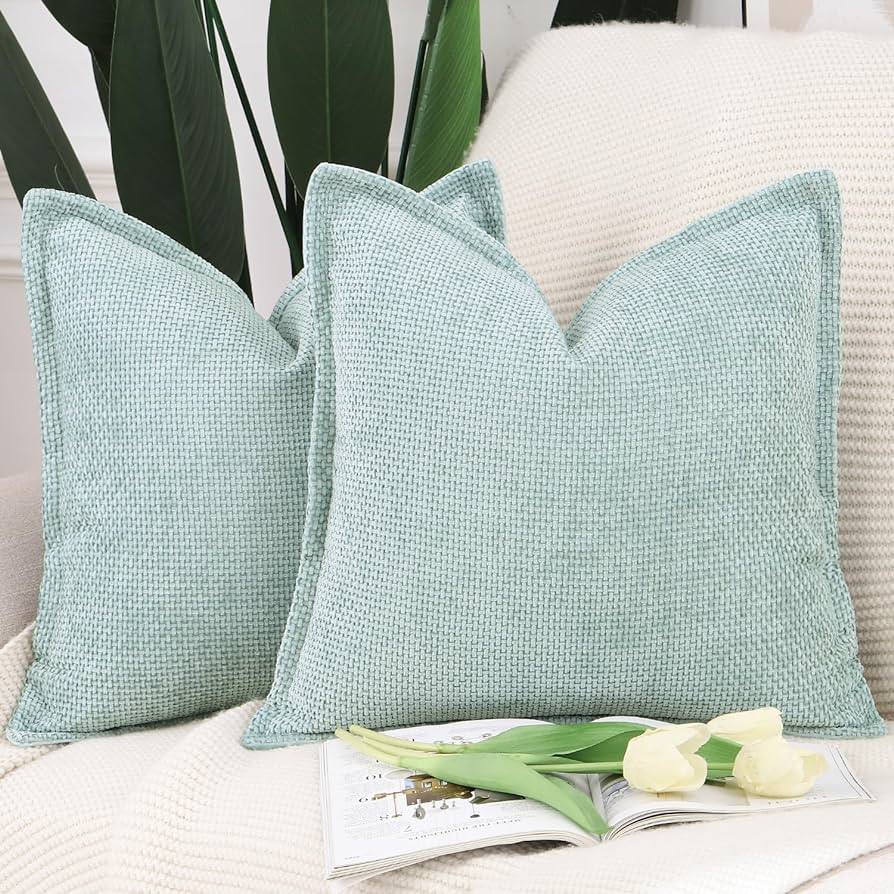 MADIZZ Chenille Velvet Throw Pillow Covers with Flange Set of 2 Super Soft Boho Textured Pillow C... | Amazon (CA)