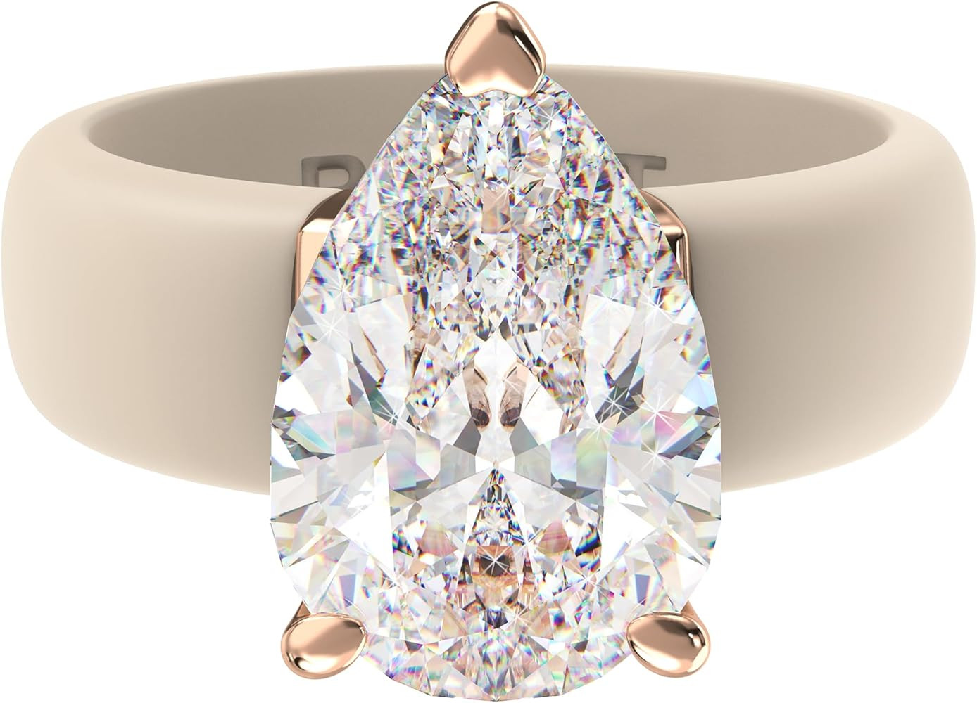 Rinfit Silicone Ring with Stone - Pear Cut Cubic Zirconia Solitaire Engagement Ring for Women - R... | Amazon (US)
