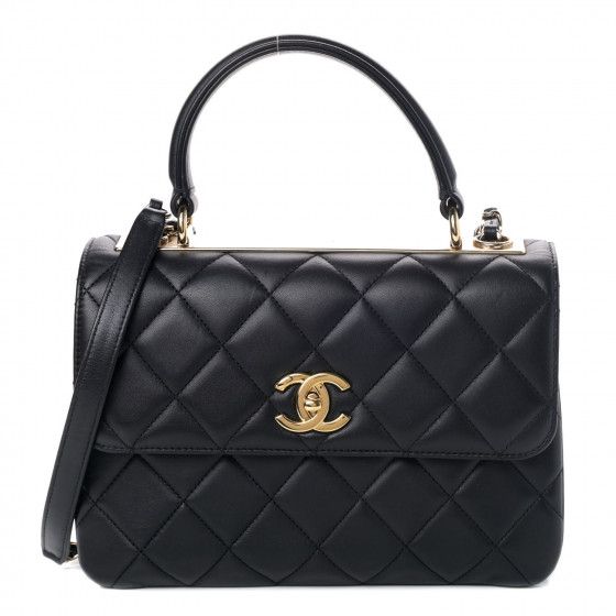 CHANEL

 Lambskin Quilted Small Trendy CC Dual Handle Flap Bag Black | Fashionphile