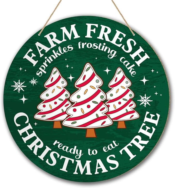 Christmas Decorations Christmas Tree Cake Wall Decor Wooden Hanging Sign for Indoor Home Living R... | Amazon (US)