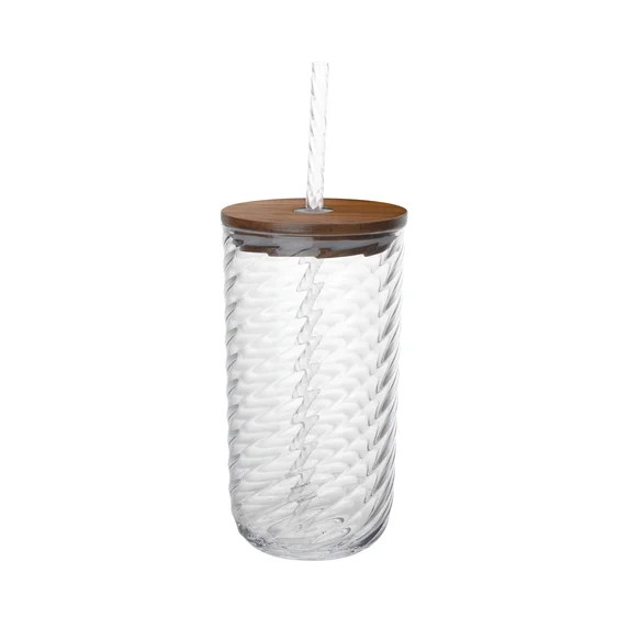 Beautiful 21-Ounce Tritan Swirl Texture Sipper Tumbler With Lid and Straw, Clear by Drew Barrymor... | Walmart (US)