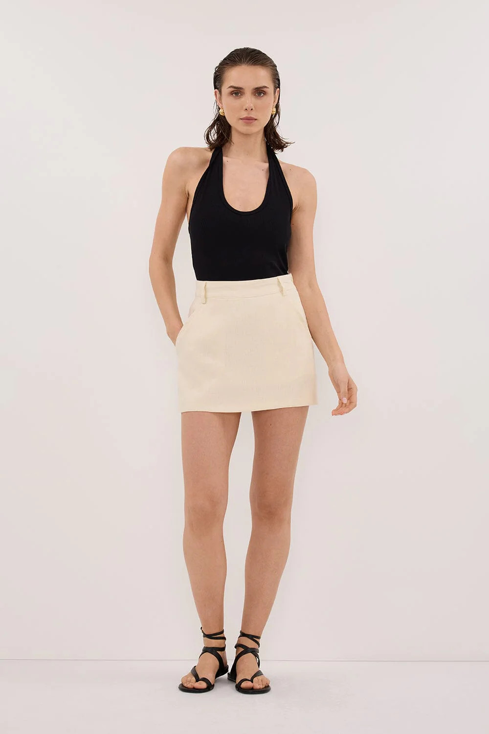 EVIE STRAW LINEN SKORT | DISSH
