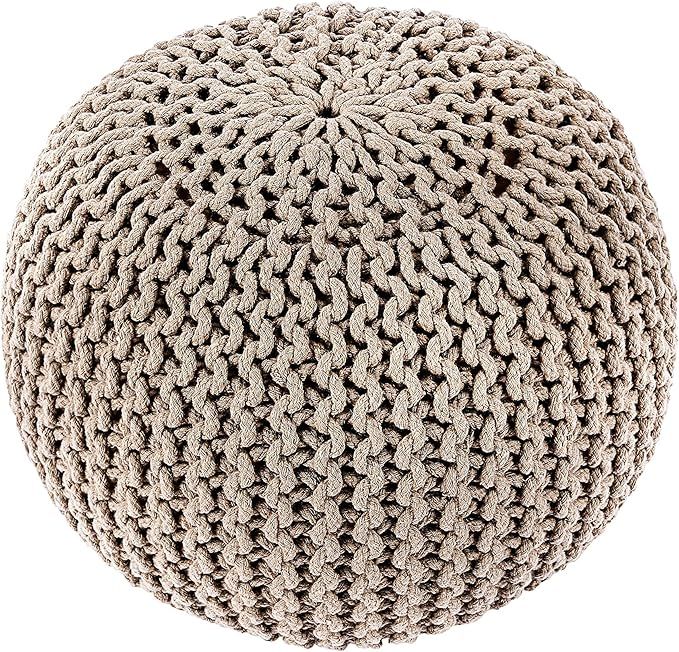 · REDEARTH · Round Pouf Ottoman - Hand Knitted Cable Boho Poof Home Décor Pouffe Circular Foot... | Amazon (US)