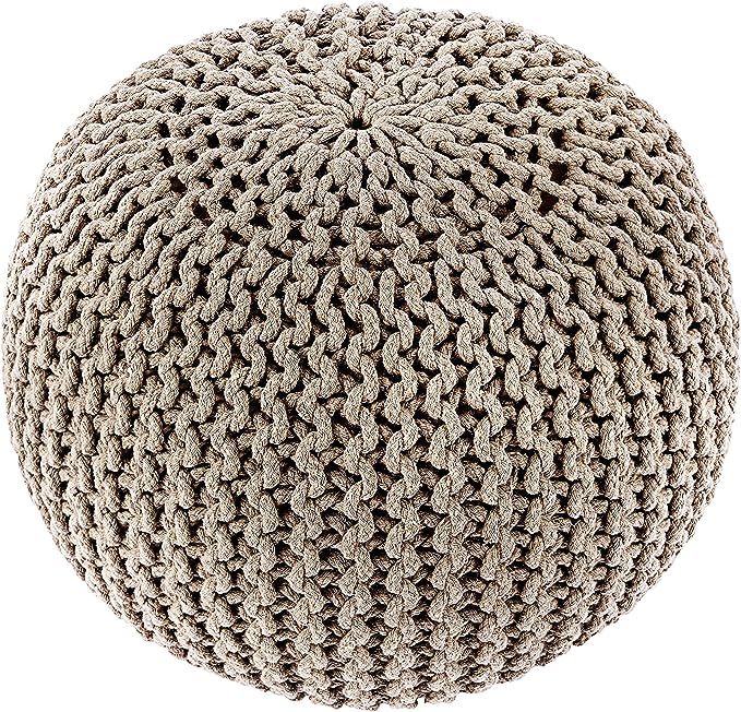 · REDEARTH · Round Pouf Ottoman - Hand Knitted Cable Boho Poof Home Décor Pouffe Circular Foot... | Amazon (US)