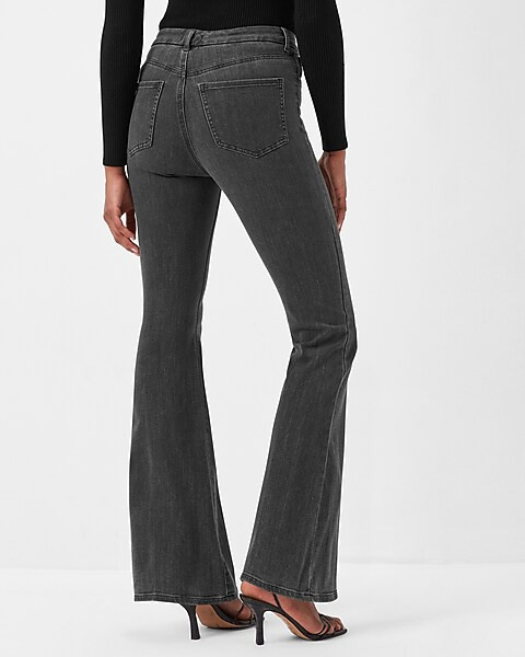 High Waisted Flexx Black Flare Jeans | Express