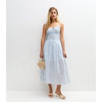 Women's Blue Floral Embroidered Cotton Midi Dress New Look | New Look (UK)
