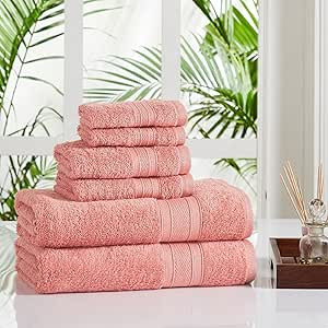 TRIDENT Soft and Plush, 100% Cotton, Highly Absorbent, Bathroom Towels, Super Soft, 6 Piece Towel... | Amazon (US)