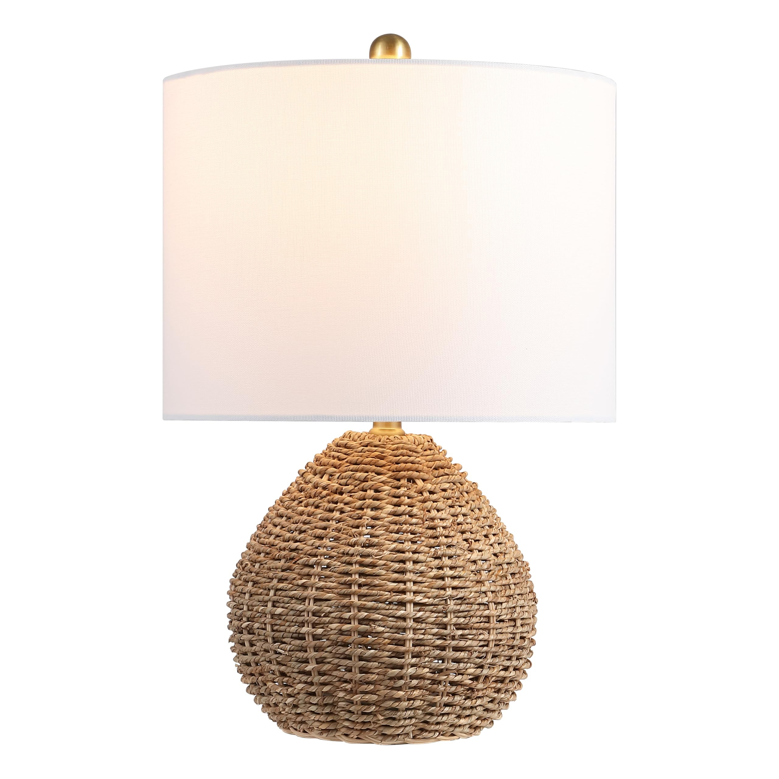 JONATHAN Y 20.5" Brown Rattan and Iron LED Table Lamp, Coastal Bohemian Farmhouse Woven Nightstan... | Amazon (US)
