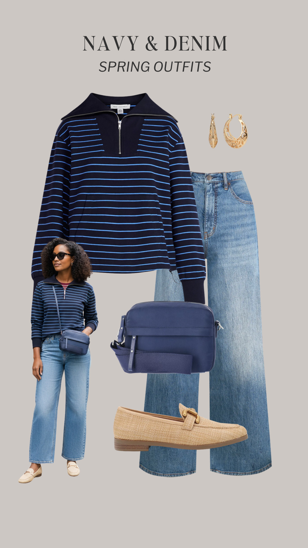 Navy and Denim Spring Outfits 🎉 New spring arrivals at @walmart styled in outfits featuring navy and denim 🌸

how to style, outfit ideas, elevated outfit, wardrobe essentials, mary jane flats, barrel jeans, striped tee, jacket, sweater, dress, cardigan, pumps, chambray, wide leg jeans, loafers, denim jacket, pants, casual sneakers

 @walmartstyle #everydaystyle #walmartfinds #walmartfashionfinds #timeandtru #walmartsweater
 

 #LTKootd #LTKmomlife