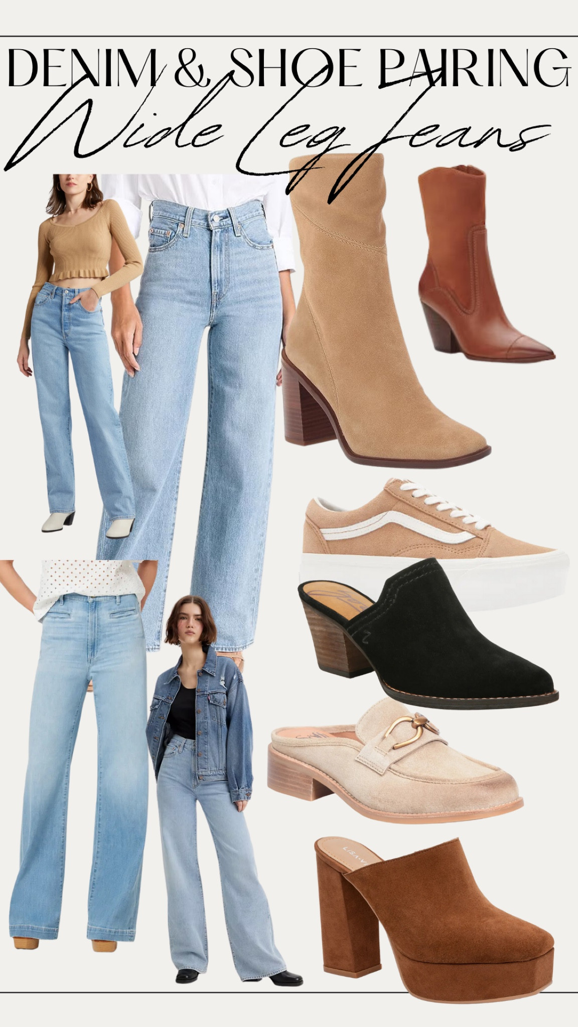 The perfect shoe and jean pairings for fall; what to wear with wide leg jeans: mules, platform sneakers, pointed toe boots #fallshoes #fallboots #falloutfits 

#LTKsalealert #LTKshoecrush #LTKstyletip