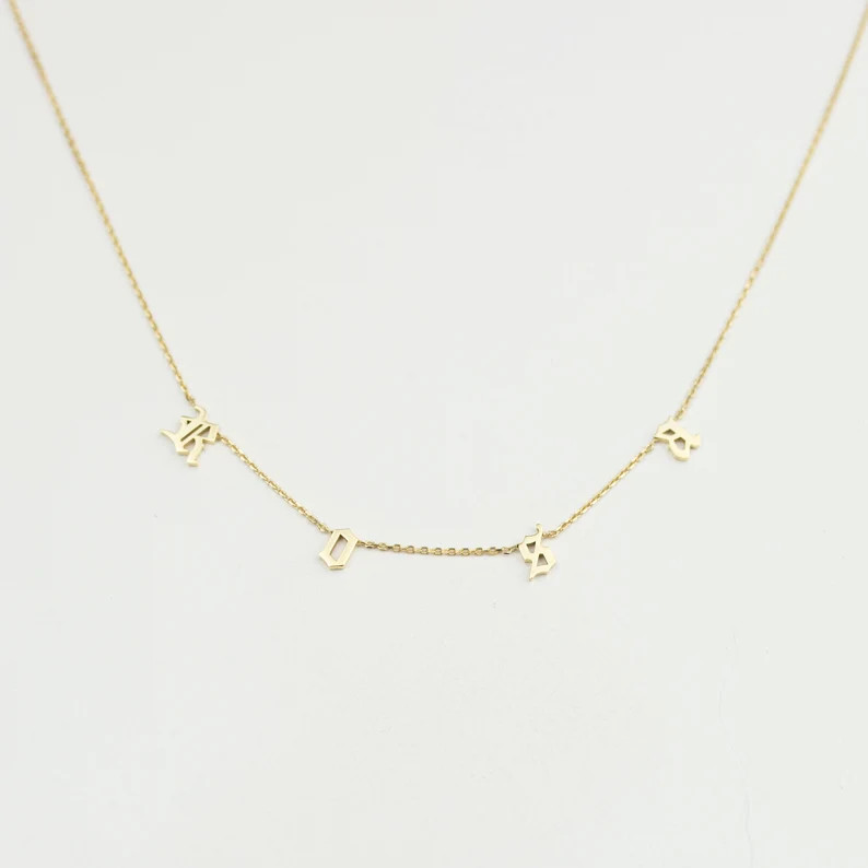 Gothic Letter Necklace - Custom Letter Necklace - Custom Initial Necklace- Gothic Initials- Gothi... | Etsy (US)