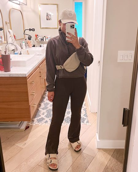 Casual fall mom outfit! Wearing espresso lululemon Softstreme half-zip pullover in size 6 and the align super high rise groove pant in size 6! Both so soft and comfortable 


#LTKfitness #LTKSeasonal #LTKtravel