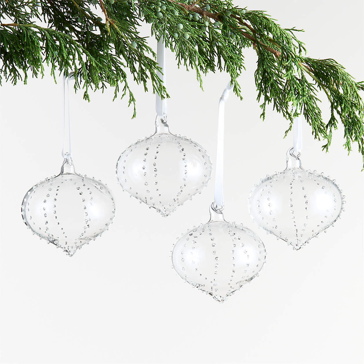 Hobnail Glass Onion Christmas Tree Ornament | Crate & Barrel | Crate & Barrel
