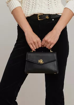 Lauren Ralph Lauren Leather Small Farrah Satchel, Black | Belk