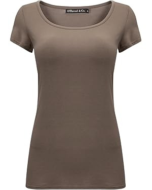 OThread & Co. Women's Short Sleeve T-Shirt Scoop Neck Basic Layer Stretchy Shirts | Amazon (US)