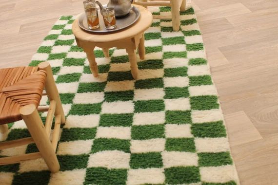 Green Checkered Rug  Colorful Checkerboard Rug  Custom - Etsy | Etsy (US)