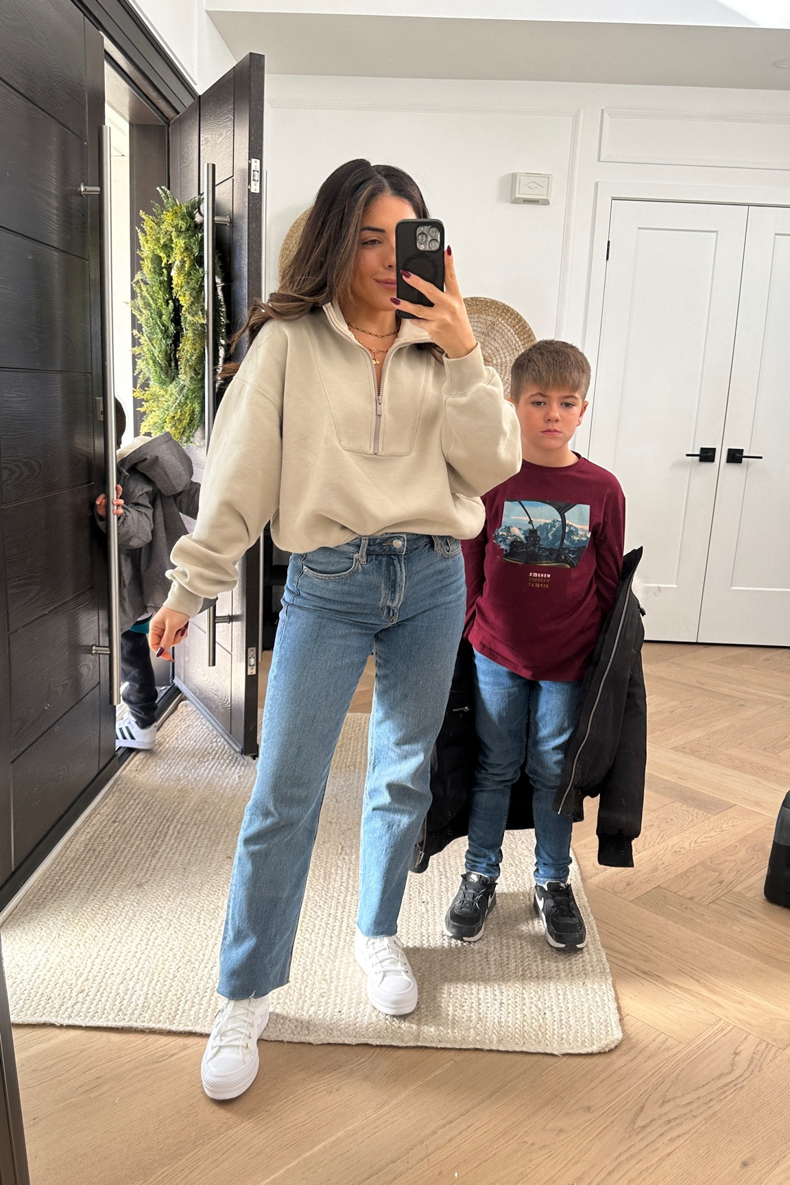 My essentials sweater is on sale today and so are my dynamite jeans which are on sale for buy one get 150% off 
I am wearing a size small sweater and size 25 jeans size down in the jeans  

#LTKunder100 #LTKsalealert