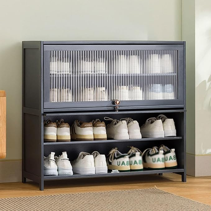 5-Tier Shoe Cabinet, Free Standing Shoe Shelf Bamboo Shoe Storage Cabinet Portable Shoe Rack Orga... | Amazon (US)