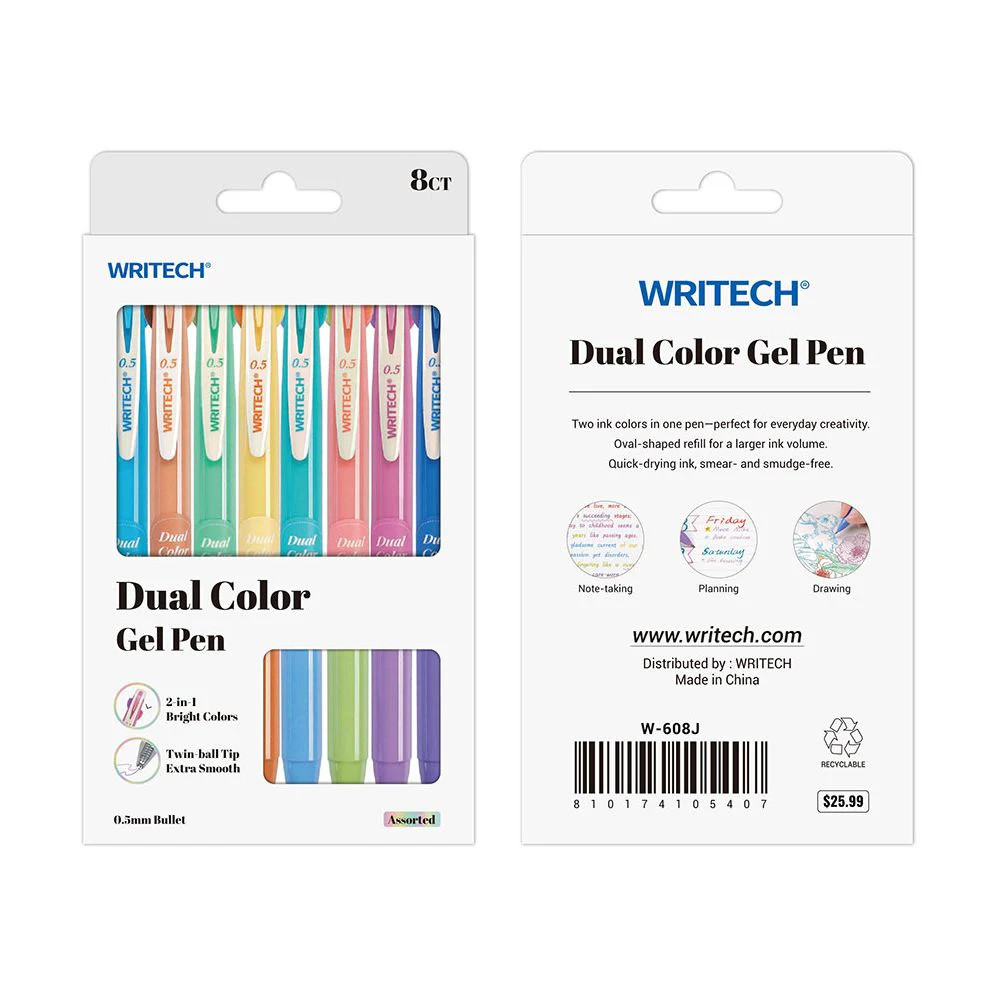 Vintage Dual Color Gel Pen S/8 - Assorted Ink | Paper Source