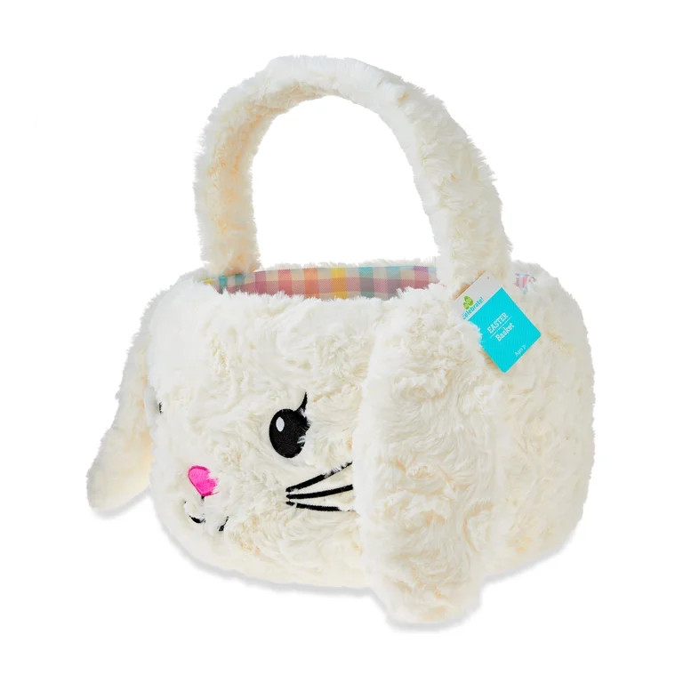 Easter Jumbo Plush White Bunny Easter Basket, 21 in x 16 in, by Way To Celebrate | Walmart (US)