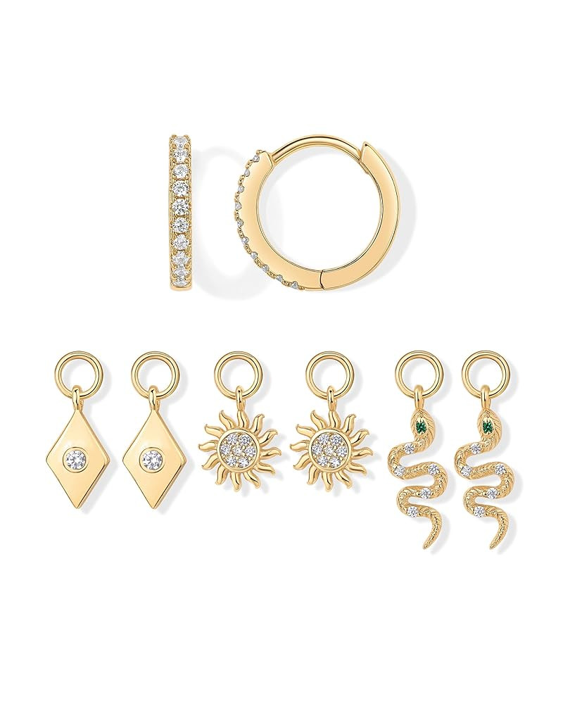PAVOI 18K Gold Plated Huggie Earrings and Charm Set for Women | Mix and Match Earring Pack with C... | Amazon (US)